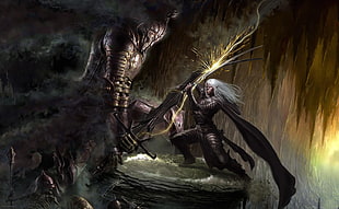 gray haired game character poster, fantasy art, artwork, Drizzt Do'Urden, Dungeons & Dragons