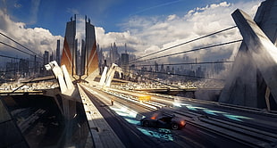 futuristic city 3D wallpaper