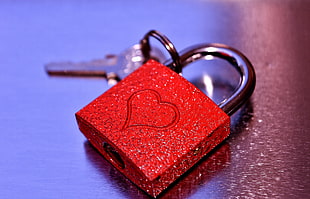 sequins red key and lock