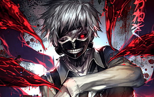 white haired male anime character wallpaper, anime, Tokyo Ghoul, Kaneki Ken