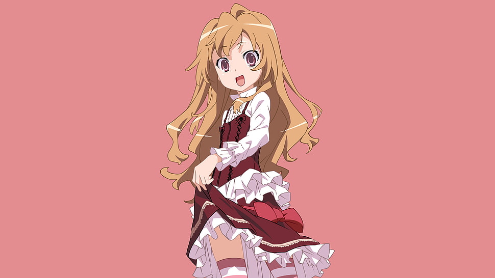 ToraDora girl character poster, Aisaka Taiga, Toradora!, lifting skirt, anime girls HD wallpaper