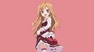 ToraDora girl character poster, Aisaka Taiga, Toradora!, lifting skirt, anime girls