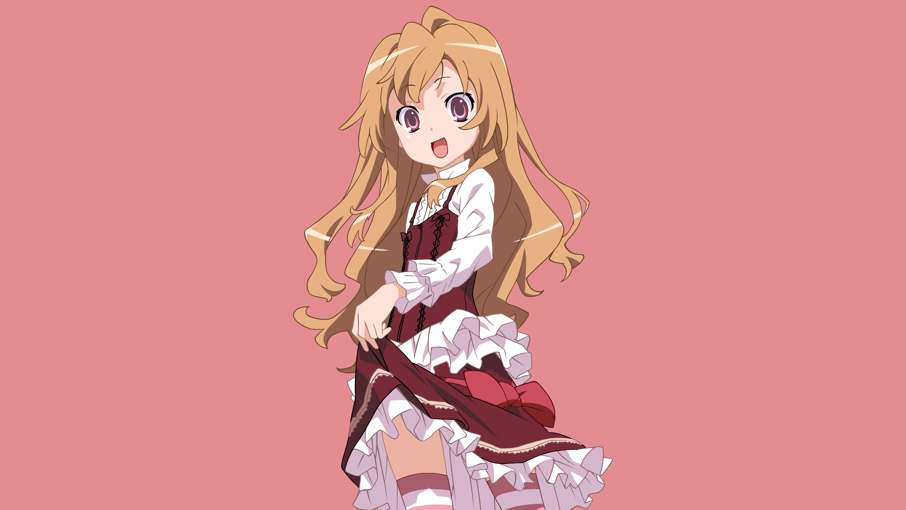 ToraDora girl character poster, Aisaka Taiga, Toradora!, lifting skirt, anime girls