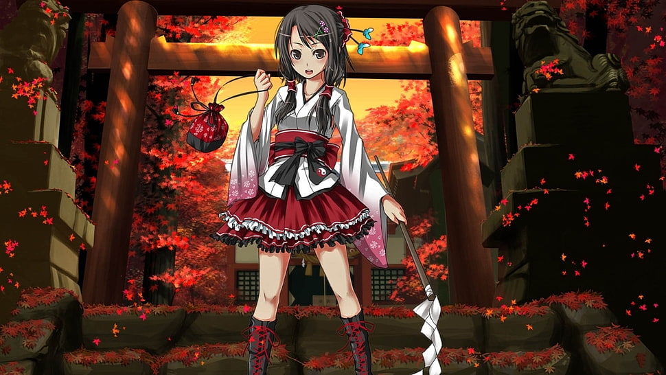 kimono dressed girl anime character HD wallpaper