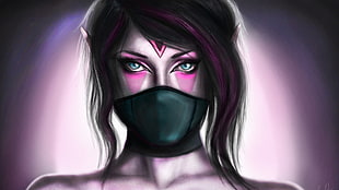 female character with mask illustration, digital art, Templar Assassin, Lanaya, Dota 2