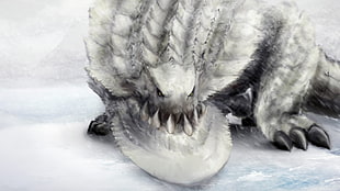 gray dragon illustration, Monster Hunter, Ukanlos