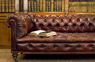 brown leather couch HD wallpaper