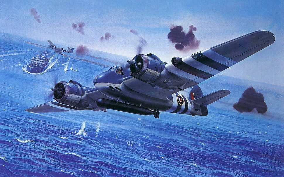 classic jet fighter digital painting, World War II, airplane, Bristol Beaufighter, torpedo HD wallpaper