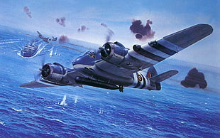 classic jet fighter digital painting, World War II, airplane, Bristol Beaufighter, torpedo