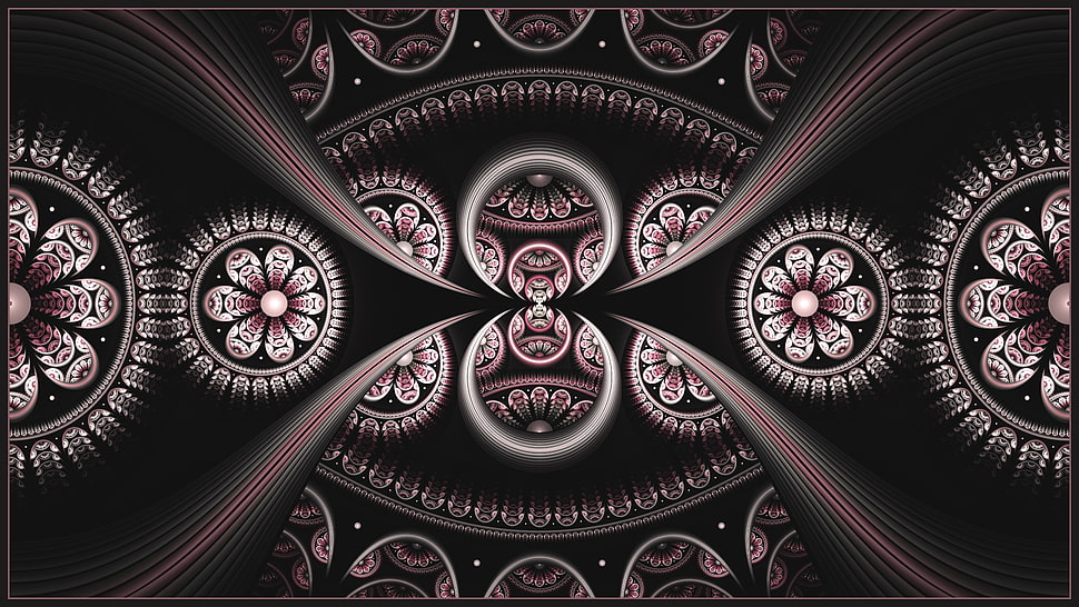 black and pink floral digital poster HD wallpaper