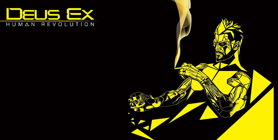 man smoking yellow illustration HD wallpaper