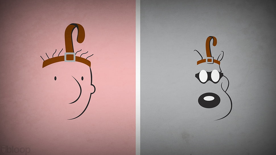 two character head collage, hero, Nickelodeon, Blo0p, minimalism HD wallpaper