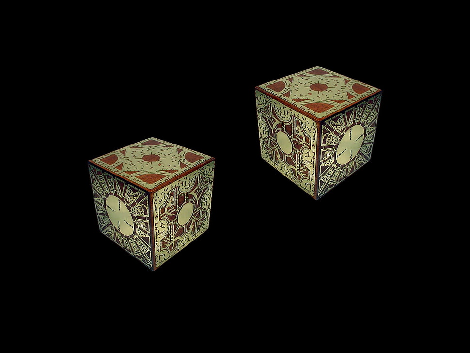 two white-and-brown cubes screenshot HD wallpaper