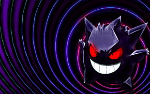 Pokemon Gengar digital wallpaper, Pokémon, black, Gengar, purple