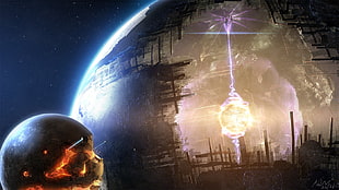 planet illustration, Dyson sphere