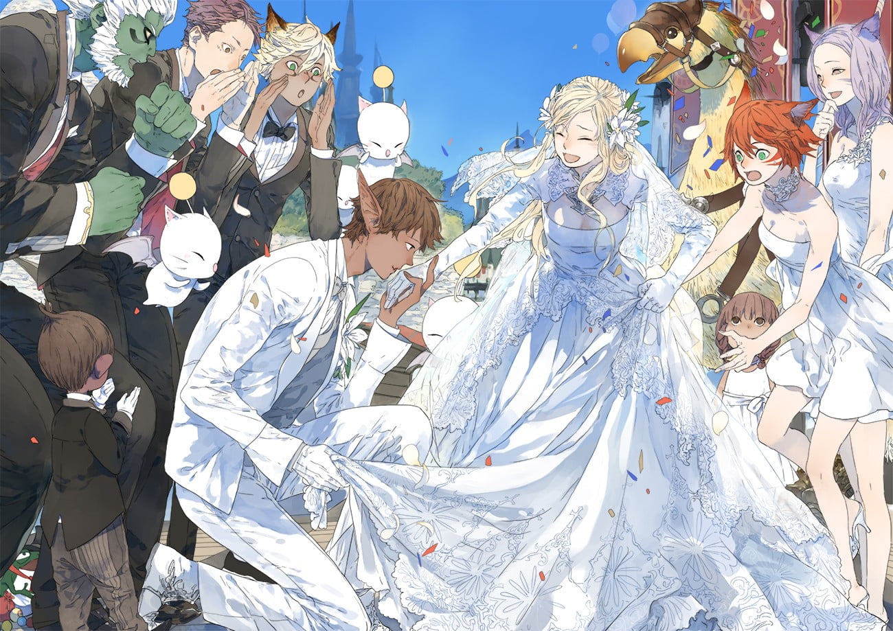 An Anime Wedding With A Lot Of Brides And Brides Background, Picture For  Wedding Invitations Background Image And Wallpaper for Free Download