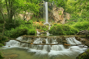 timelapse photography of waterfalls, falling spring, va HD wallpaper