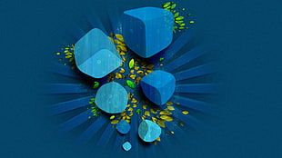 six blue cube artwork