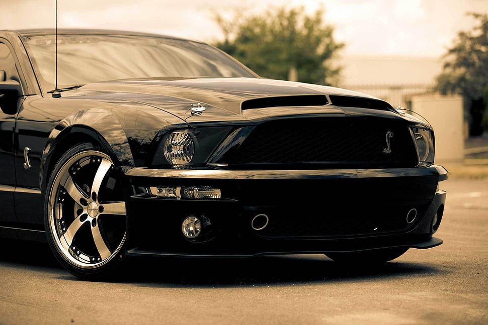 black car, car, muscle cars, Ford Mustang GT, Ford Mustang HD wallpaper