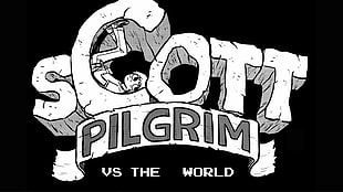 Scoot Pilgrim versus the world digital wallpaper, Scott Pilgrim, typography, black background HD wallpaper