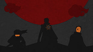 Naruto, Obito and Tobi silhouettes, Uchiha Obito, Naruto Shippuuden, dark, anime