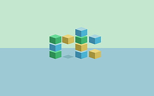 blue and yellow cubes illustration