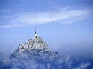 white and grey castle, Mont Saint-Michel, castle HD wallpaper
