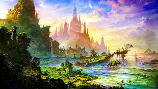 fantasy world digital wallpaper, fantasy art, nature HD wallpaper