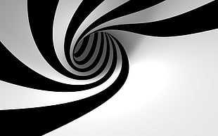white and black tunnel digital wallpaper, abstract, digital art, monochrome, shapes