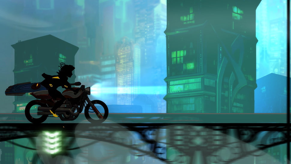 black flat screen computer monitor, Transistor, Red (Transistor) HD wallpaper