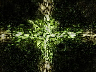 green and black textile