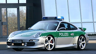 white Mercedes-Benz sedan, car, police cars, Porsche HD wallpaper
