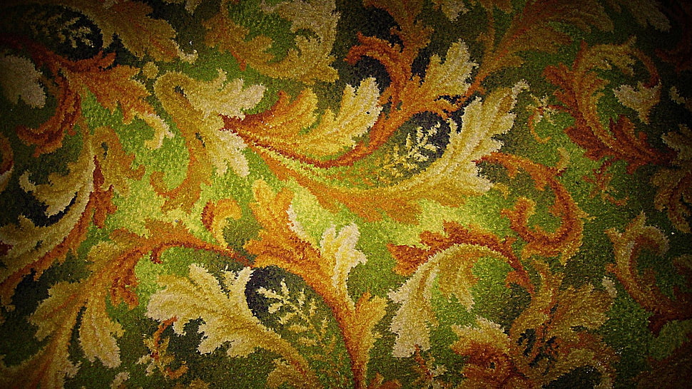 green and beige floral fabric surface HD wallpaper