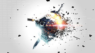abstract painting, video games, The Legend of Zelda, simple background, Master Sword