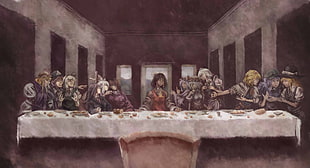 The Last Supper painting, Touhou, The Last Supper, fantasy art HD wallpaper