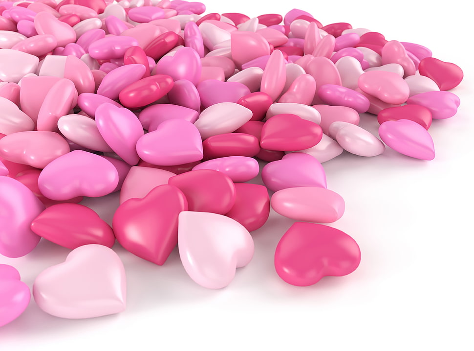 assorted-color heart decors, Heart, Shape, Pink HD wallpaper
