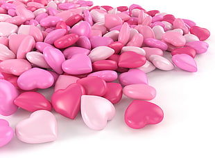 assorted-color heart decors, Heart, Shape, Pink HD wallpaper