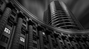 black and gray metal frame, monochrome, architecture, modern, building
