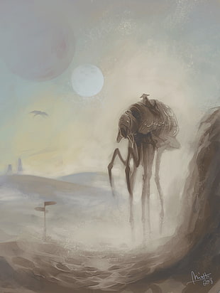 alien planet painting HD wallpaper