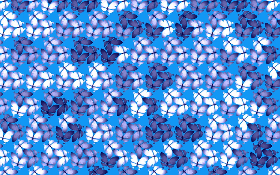 blue, purple, and white butterfly digital wallpaper HD wallpaper