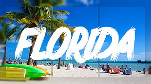 Florida text, Florida, beach, geometry, blurred