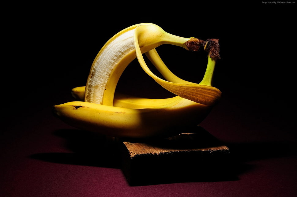 two peeled bananas HD wallpaper