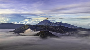 volcano and clouds, nature, landscape, Indonesia, volcano