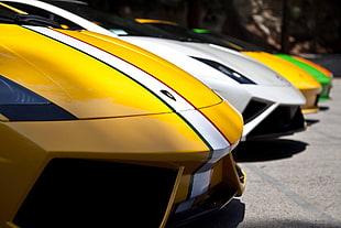 five assorted-color cars, car, Lamborghini