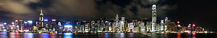 panorama shot photography of buildings during night, hong kong HD wallpaper