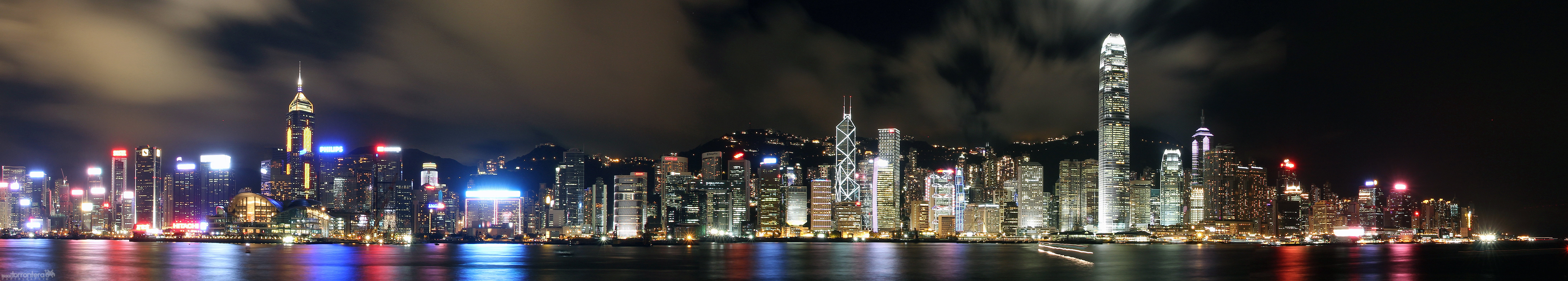panorama shot photography of buildings during night, hong kong