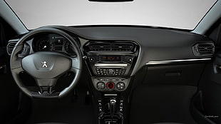 black Peugeot vehicle interior, Peugeot, car interior, car, vehicle HD wallpaper