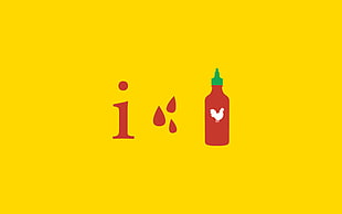 red and green illustration, food, ketchup, minimalism, yellow background