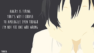 white text with black background, Tanaka-kun wa Itsumo Kedaruge, Tanaka, anime HD wallpaper