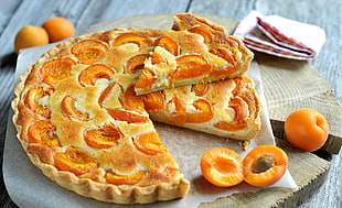 peach pie, food, cake, apricots, tart